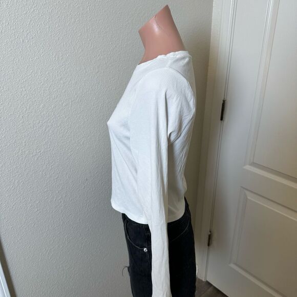 Good American Classic White Long Sleeve Ribbed Top Sz XL (4) - Picture 2 of 4
